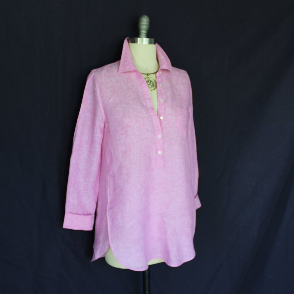 Lilly Pulitzer Sea View Marleigh Linen Button Down Shirt dress Top tunic blouse - Picture 2 of 9